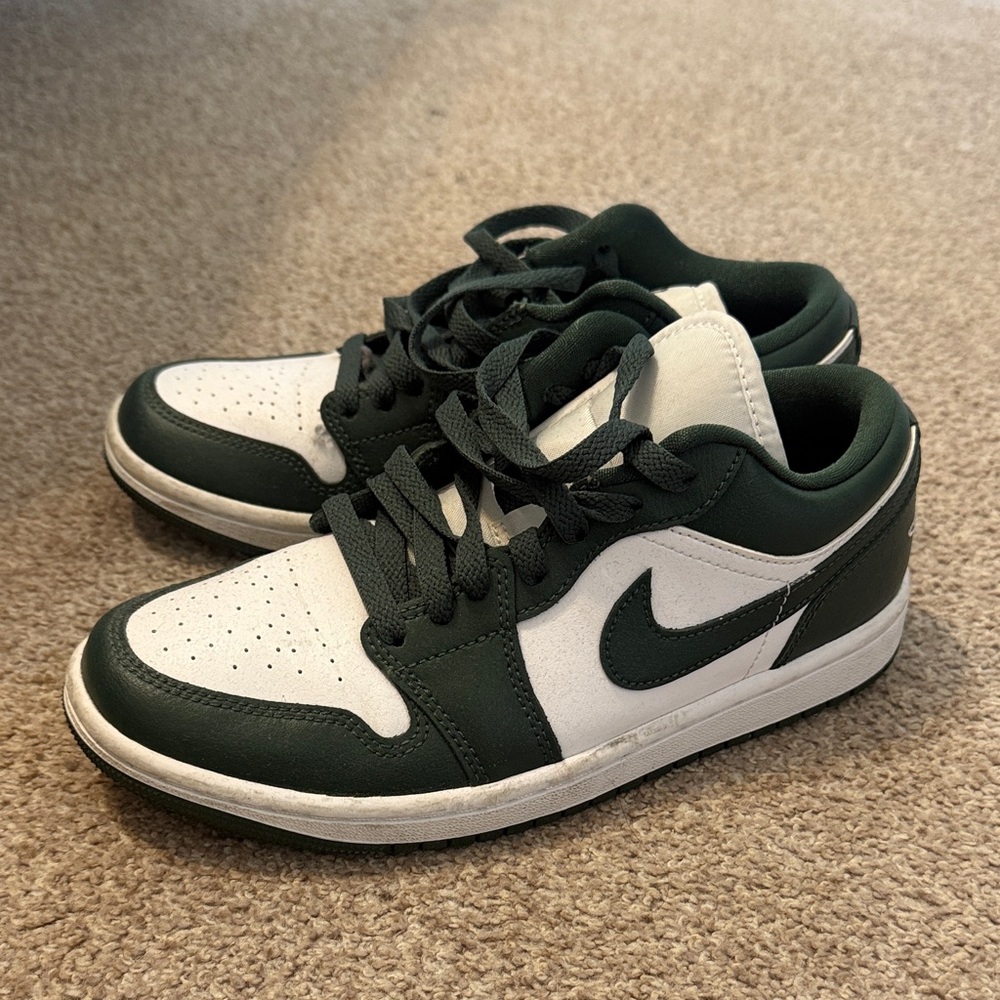 Nike Forest Green and White Low-Top Sneakers